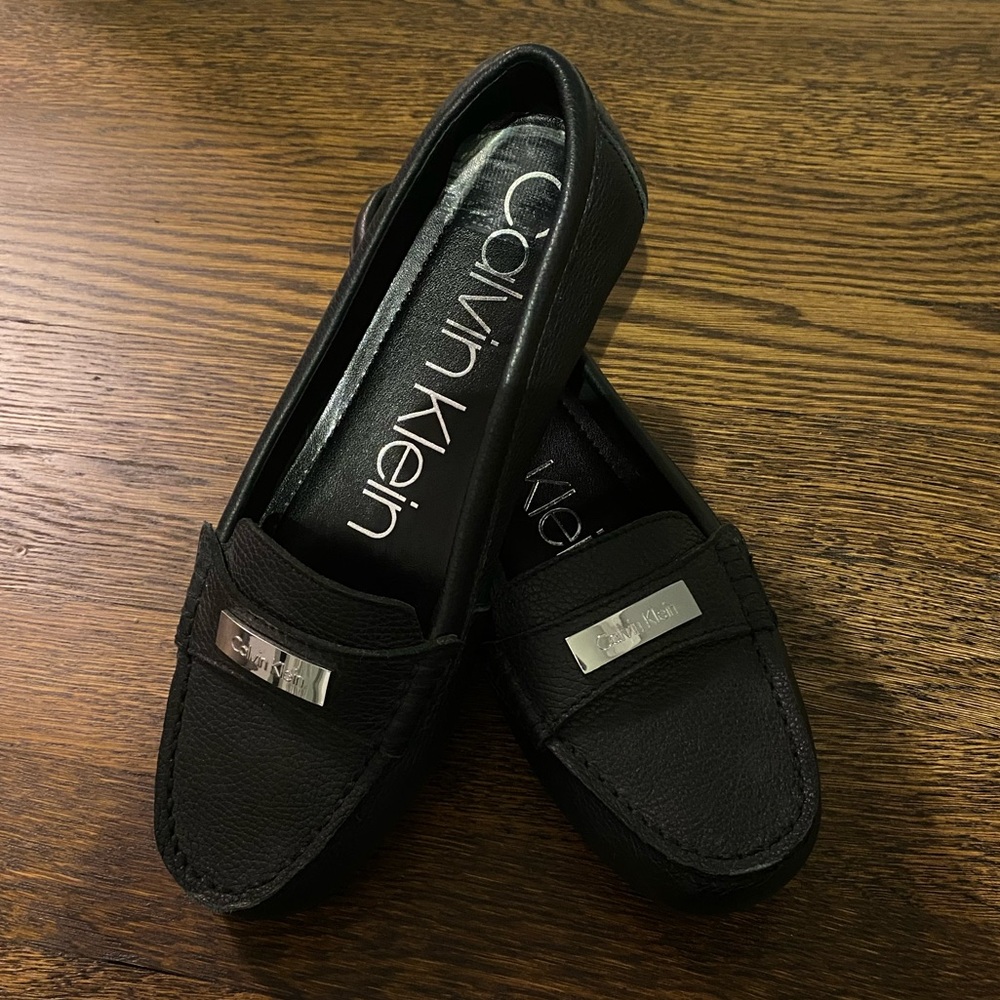 Calvin Klein Black pebbled leather loafers